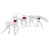 3 Piece Lighted Christmas Deer Family Set Outdoor Yard Decoration with LED Lights Red Bows Mother Child Reindeer Garden Decor