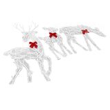3 Piece Lighted Christmas Deer Family Set Outdoor Yard Decoration with LED Lights Red Bows Mother Child Reindeer Garden Decor
