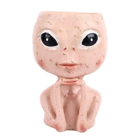 Head Planter Resin Unique Succulent Flower Pot Open Eyed Alien Face Planter Desktop Ornament with Drainage Hole for Indoor Outdoor Decoration In Australia - Darrahopens
