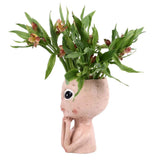 Head Planter Resin Unique Succulent Flower Pot Open Eyed Alien Face Planter Desktop Ornament with Drainage Hole for Indoor Outdoor Decoration In Australia - Darrahopens