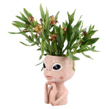Head Planter Resin Unique Succulent Flower Pot Open Eyed Alien Face Planter Desktop Ornament with Drainage Hole for Indoor Outdoor Decoration In Australia - Darrahopens