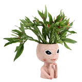 Head Planter Resin Unique Succulent Flower Pot Open Eyed Alien Face Planter Desktop Ornament with Drainage Hole for Indoor Outdoor Decoration In Australia - Darrahopens