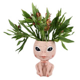 Head Planter Resin Unique Succulent Flower Pot Open Eyed Alien Face Planter Desktop Ornament with Drainage Hole for Indoor Outdoor Decoration In Australia - Darrahopens