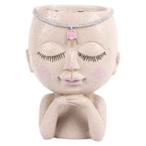 Face Flower Pot Head Planter Pot Succulent Planter Cute Resin Cactus Planter with Closed Eyes Indoor Outdoor Use In Australia - Darrahopens