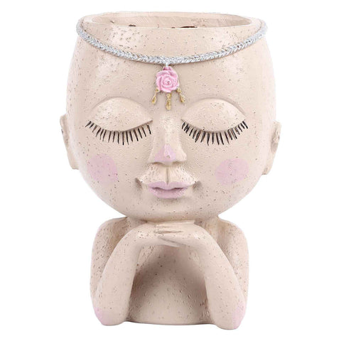 Face Flower Pot Head Planter Pot Succulent Planter Cute Resin Cactus Planter with Closed Eyes Indoor Outdoor Use In Australia - Darrahopens
