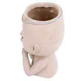 Face Flower Pot Head Planter Pot Succulent Planter Cute Resin Cactus Planter with Closed Eyes Indoor Outdoor Use In Australia - Darrahopens