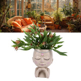 Face Flower Pot Head Planter Pot Succulent Planter Cute Resin Cactus Planter with Closed Eyes Indoor Outdoor Use