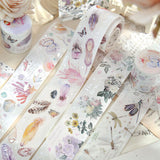 Decorative Tapes Strong Adhesion Silver Feather Plants Versatile Hand Account Decorative Tape for Notebooks Photo Album DIY