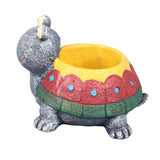 Succulent Planter Tortoise Shape Drainage Holes Stable Base Durable Resin Flower Pot for Cactus Plant Micro Landscape