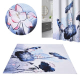 Blackout Curtain Waterproof Flower Printing Shower Curtain with Hooks for Bathroom Bedroom Living Room Study150x180cm