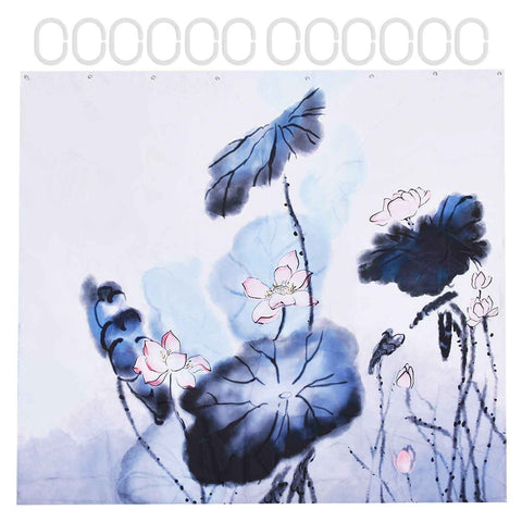 Blackout Curtain Waterproof Flower Printing Shower Curtain with Hooks for Bathroom Bedroom Living Room Study180x180cm In Australia - Darrahopens