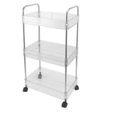 Kitchen Storage Rack Multifunctional 3 Tier Mobile Storage Cart for Bathroom Laundry Room Narrow Places S