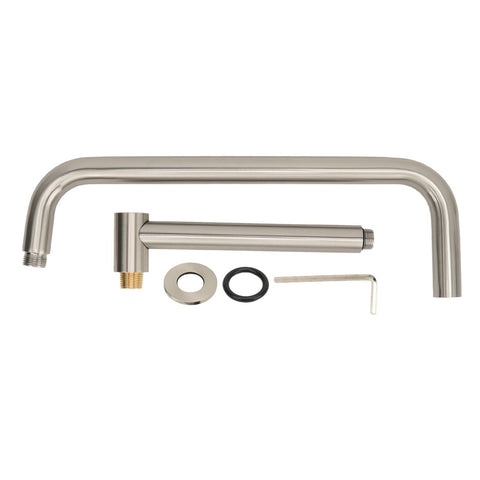 Shower Head Extension with Flange S Shape Shower Arm Wall Mount Rotatable Stainless Steel Shower Pipe for Bathroom Brushed