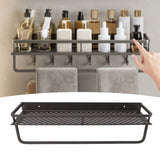 Shower Caddy Grey Shower Organizer Shelf Easy Install Aluminium Alloy Large Capacity Shower Accessory for Bathroom Home 50cm / 19.7in