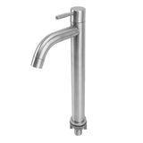 Single Cold Water Kitchen Faucet Stainless Steel Single Hole Bathroom Faucet for Home Apartment Tall Bent