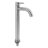 Single Cold Water Kitchen Faucet Stainless Steel Single Hole Bathroom Faucet for Home Apartment Tall Bent