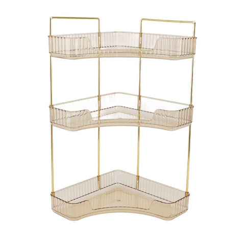 3 Tier Makeup Shelf Organizer Easy Access Aesthetic Corner Bathroom Countertop Organizer for Cosmetics Skincare Amber In Australia - Darrahopens