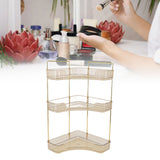 3 Tier Makeup Shelf Organizer Easy Access Aesthetic Corner Bathroom Countertop Organizer for Cosmetics Skincare Amber