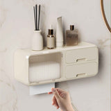 Drill Free Bathroom Tissue Storage Box Waterproof Bathroom Toilet Paper Holder Wall Mounted Toilet Paper Organizer Beige In Australia - Darrahopens