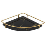 Bathroom Storage Tray Light Luxury Decorative Golden Texture Triangle Bathroom Organiser Tray for Soap Towel Paper Napkins Jewellery Makeup Black