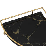 Bathroom Storage Tray Light Luxury Decorative Golden Texture Triangle Bathroom Organiser Tray for Soap Towel Paper Napkins Jewellery Makeup Black