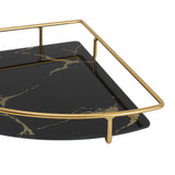 Bathroom Storage Tray Light Luxury Decorative Golden Texture Triangle Bathroom Organiser Tray for Soap Towel Paper Napkins Jewellery Makeup Black