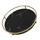 Bathroom Tray Skid Resistant Bathroom Vanity Tray Stylish Elegant Countertop Organizer Tray for Cosmetics Jewelry Black Round