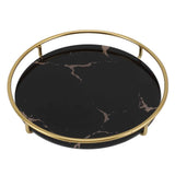 Bathroom Tray Skid Resistant Bathroom Vanity Tray Stylish Elegant Countertop Organizer Tray for Cosmetics Jewelry Black Round