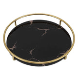 Bathroom Tray Skid Resistant Bathroom Vanity Tray Stylish Elegant Countertop Organizer Tray for Cosmetics Jewelry Black Round