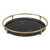 Bathroom Tray Skid Resistant Bathroom Vanity Tray Stylish Elegant Countertop Organizer Tray for Cosmetics Jewelry Black Round