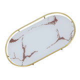 Bathroom Storage Tray Light Luxury Decorative Golden Texture Oval Bathroom Organiser Tray for Soap Towel Paper Napkins Jewellery Makeup White Base In Australia - Darrahopens