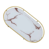 Bathroom Storage Tray Light Luxury Decorative Golden Texture Oval Bathroom Organiser Tray for Soap Towel Paper Napkins Jewellery Makeup White Base In Australia - Darrahopens