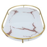 Bathroom Storage Tray Light Luxury Decorative Golden Texture Oval Bathroom Organiser Tray for Soap Towel Paper Napkins Jewellery Makeup White Base In Australia - Darrahopens