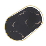 Bathroom Storage Tray Light Luxury Decorative Golden Texture Oval Bathroom Organiser Tray for Soap Towel Paper Napkins Jewellery Makeup Black Base In Australia - Darrahopens