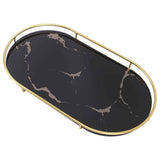 Bathroom Storage Tray Light Luxury Decorative Golden Texture Oval Bathroom Organiser Tray for Soap Towel Paper Napkins Jewellery Makeup Black Base In Australia - Darrahopens