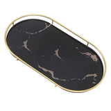 Bathroom Storage Tray Light Luxury Decorative Golden Texture Oval Bathroom Organiser Tray for Soap Towel Paper Napkins Jewellery Makeup Black Base In Australia - Darrahopens