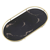 Bathroom Storage Tray Light Luxury Decorative Golden Texture Oval Bathroom Organiser Tray for Soap Towel Paper Napkins Jewellery Makeup Black Base In Australia - Darrahopens