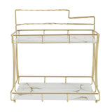 Countertop Storage Rack Double Layer Waterproof Counter Organizer Shelf with Electric Toothbrush Holder for Bathroom White Background Gold Grain In Australia - Darrahopens