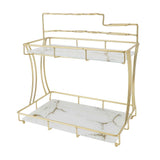 Countertop Storage Rack Double Layer Waterproof Counter Organizer Shelf with Electric Toothbrush Holder for Bathroom White Background Gold Grain In Australia - Darrahopens