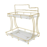 Countertop Storage Rack Double Layer Waterproof Counter Organizer Shelf with Electric Toothbrush Holder for Bathroom White Background Gold Grain In Australia - Darrahopens