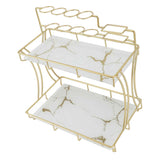 Countertop Storage Rack Double Layer Waterproof Counter Organizer Shelf with Electric Toothbrush Holder for Bathroom White Background Gold Grain In Australia - Darrahopens