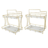 Countertop Storage Rack Double Layer Waterproof Counter Organizer Shelf with Electric Toothbrush Holder for Bathroom White Background Gold Grain