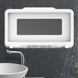 Shower Cell Phone Holder Bathroom 360 Degree Rotatable Drill Free Waterproof Wall Mounted Cell Phone Case White