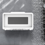 Shower Cell Phone Holder Bathroom 360 Degree Rotatable Drill Free Waterproof Wall Mounted Cell Phone Case White