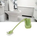 Toilet Brush Set Plastic Double Sided Brush Head Toilet Scrubber Holder Set for Home Hotel Bedroom Green