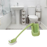 Toilet Brush Set Plastic Double Sided Brush Head Toilet Scrubber Holder Set for Home Hotel Bedroom Green