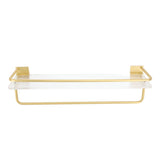 Bathroom Wall Shelf Space Aluminum and Acrylic Rustproof Punch Free Wall Mounted Floating Shelves 40cm Gold
