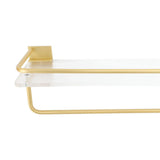Bathroom Wall Shelf Space Aluminum and Acrylic Rustproof Punch Free Wall Mounted Floating Shelves 40cm Gold
