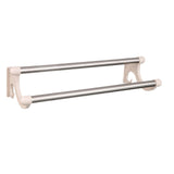 Double Towel Bar Plastic Stainless Steel Bath Towel Rack for Bathroom Double Towel Holder Wall Mount Towel Hanger Beige