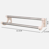 Double Towel Bar Plastic Stainless Steel Bath Towel Rack for Bathroom Double Towel Holder Wall Mount Towel Hanger Beige